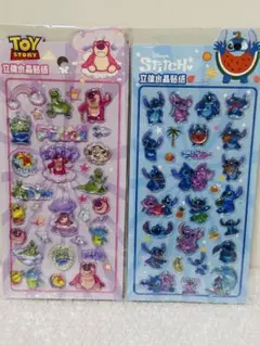 トイストーリー　スティッチ　ボンボンドロップシール　2枚セット　海外製品