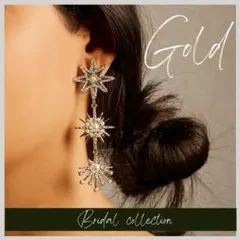 スター ピアス ヴィンテージ  ゴールド イヤリング ブライダル ラインストーン