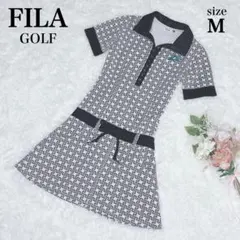 極美品✨フィラゴルフ ワンピース ポロシャツ 千鳥格子 モノトーン コットン混