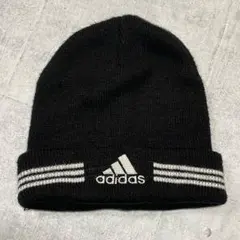 90s 00s OLD adidas スリーストライプ モーションロゴ ニット帽