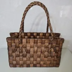 山葡萄風　クラフトバンド　かごバッグ 石畳編み