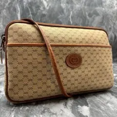✨美品✨GUCCI GG ショルダーバッグ ブラウン ロゴ レザー ゴールド金具