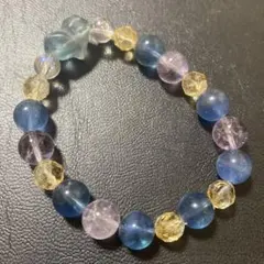 最終値下げ‼️可愛い立体ハート型ブルーグリーンフローライト 天然石ブレスレット