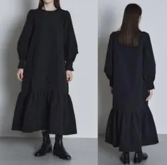 オケージョンにも◎ ブラックフレアワンピース