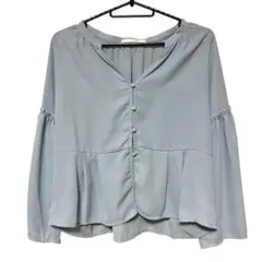 RETRO GIRL ライトブルー 五分袖シャツ