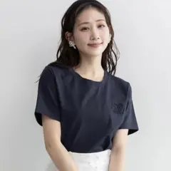 RANDA ランダ エンボスモノグラムTシャツ ネイビーのサムネイル