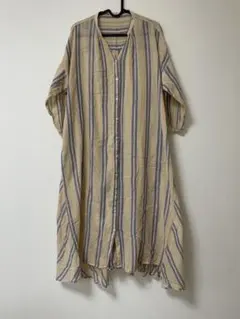 スタジオクリップ　ストライプ柄長袖シャツワンピース　フリーサイズ