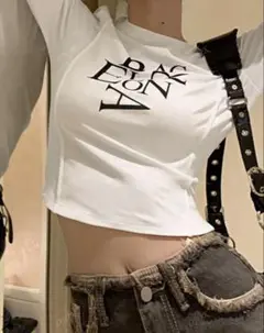 SHINE レタープリントスリムフィットレディースTシャツ長袖