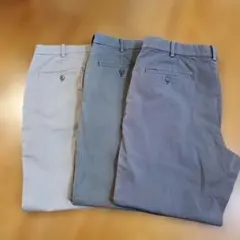 チノパン ベージュ グレー カーキ　UNIQLO　メンズ　L