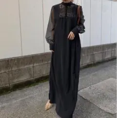 Ameri 2WAY SCOOP OUT LACE DRESS ブラック