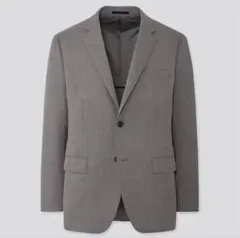 1回着用 美品 ユニクロ ストレッチウールスリムジャケット グレー M