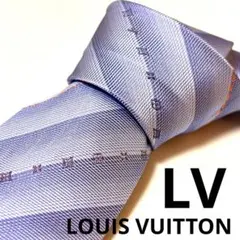 LOUIS VUITTON モノグラム 光沢シルバーストライプ ピンク ネクタイ