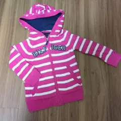 TOMMY HILFIGER ストライプニットパーカー 4-5 XS ピンク