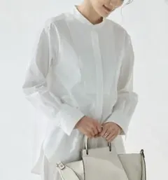 グリーンレーベルリラクシング スタンドカラー シャツ 白 フリーサイズ