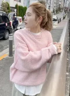 Ungrid ピンクニット　モヘア混ニット