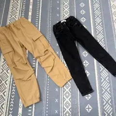 ZARA キッズ パンツ 2点セット カーゴパンツ ベージュ ブラック　116のサムネイル
