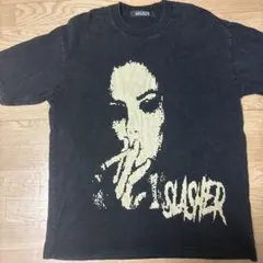 ブラック グラフィックプリント Tシャツ L