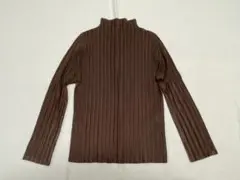 美品✨プリーツプリーズ 半袖 トップス サーモンピンク ハイネック
