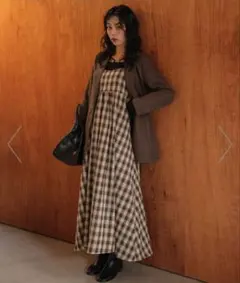 チェック柄キャミソールワンピース