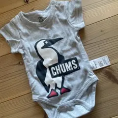 新品　CHUMS ビックプリント ベビーロンパース グレー　70センチ チャムス