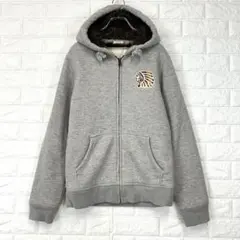 カリホリ【L】グレー系 ジップアップパーカー 裏ボア 厚手 スウェット 綿混 冬