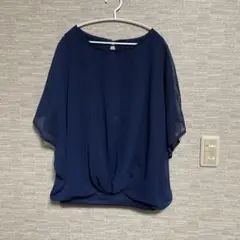 INGNIネイビー シフォン ドルマンスリーブ トップス M