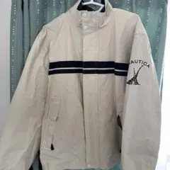 NAUTICA ベージュ ストライプ ナイロンジャケット