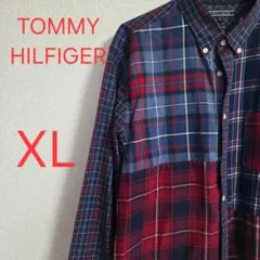 TOMMY HILFIGER チェック柄 長袖シャツ XL 流行り 春 古着