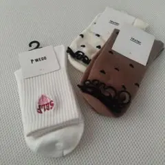 WEGO ロゴ ハート柄 フリル付きソックス 3足セット