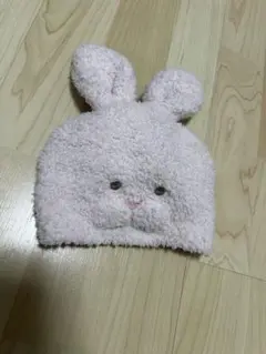 ジェラートピケ　ウサギ　ベビー帽子 ピンク