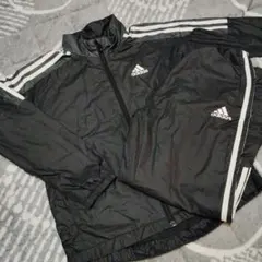 セットアップ　adidas ブラック ジャージ 3本ライン　冬用　あったか裏地