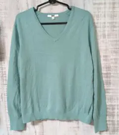 〈ユニクロ〉レディース　ウォッシャブルコットンセーター　ニット　Vネック　XL