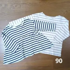 ボーダー長袖Ｔシャツセット 90