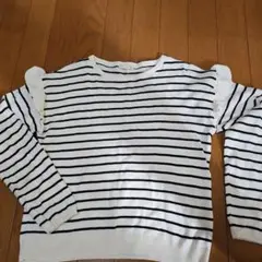 GU 白と黒のストライプニットセーター 150