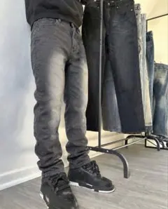 ブラック デニムパンツ グレー メンズ ジーンズ スリムフィット drip 黒のサムネイル