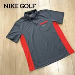 ナイキゴルフ　半袖 ゴルフシャツ　M グレー/レッド　速乾シャツ　ゴルフウェア