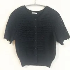 【未使用】GU 透かし編み ブラック カーディガン 半袖　S
