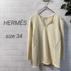 未使用 イタリア製 エルメス HERMES ボーダー Vネック カットソー M ウィンターセール】メンズ JPタグ エルメス HERMES リネンシルク