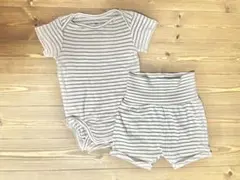 H&M ストライプロンパース・ショートパンツセット 70サイズ