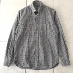 無印良品 ギンガムチェックシャツ M長袖 ボタンダウン 黒 白
