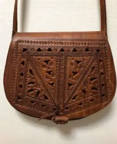 繊細なレザーカービング ライトキャメル レザー ショルダー 貴重 レア