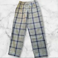 GUベージュ・黒チェック柄ワイドパンツ　BB313