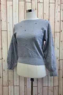 PROPORTION⭐︎フェミニン⭐︎ラインストーンニットセーターS【中古】b15