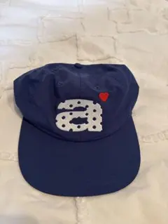 ネイビー ドット模様 ハート刺繍 キャップ