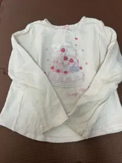 130 トレーナー　メゾピアノ　長袖　裏起毛　ホワイト　ケーキ