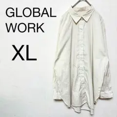 GLOBAL WORK ストライプシャツ　アシンメトリー　XL 大きいサイズ
