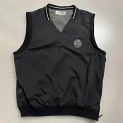 adabatブラック Vネック ベスト ポリエステル