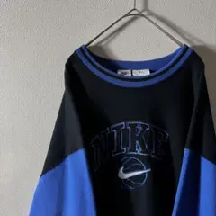 希少デザイン 90s NIKE センターロゴ 刺繍 バスケ 白タグ