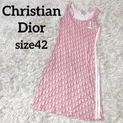 美品 Christian Dior ノースリーブ ピンクツイード 膝丈ワンピース 美品 Christian Dior ノースリーブ ピンクツイード 膝丈ワンピース