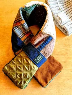 再販　軽くて暖かい　タータンチェック　デニム　コーデュロイ　ボアマフラー